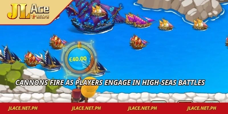 Cannons fire as players engage in high-seas battles